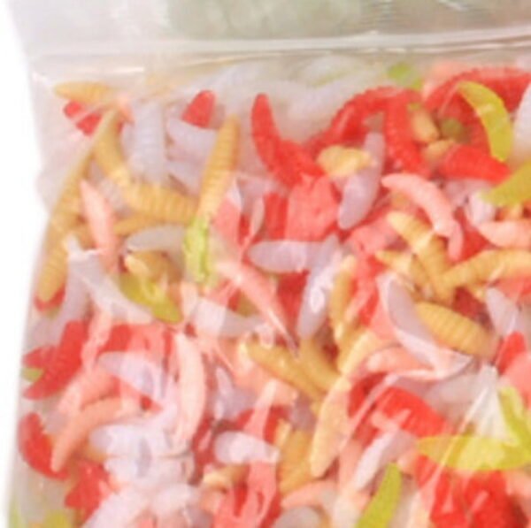 50pcs/bag fishing lure  2cm 0.3g Maggot Grub Soft Fishing Lure