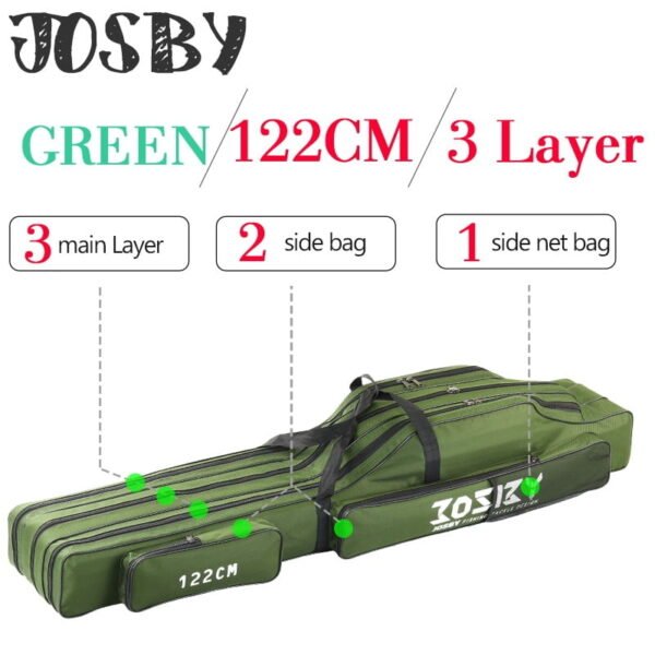 Portable Foldable Fishing Rod Carrier Fish Pole Tools Storage Bag Case - Image 3