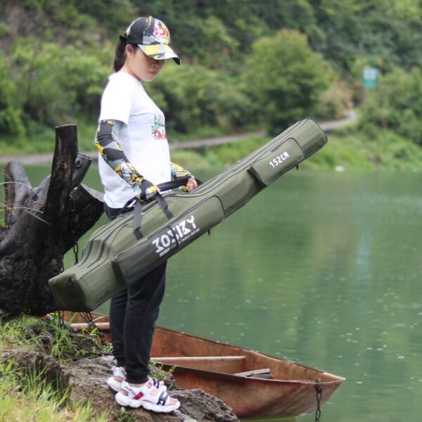 Portable Foldable Fishing Rod Carrier Fish Pole Tools Storage Bag Case - Image 10