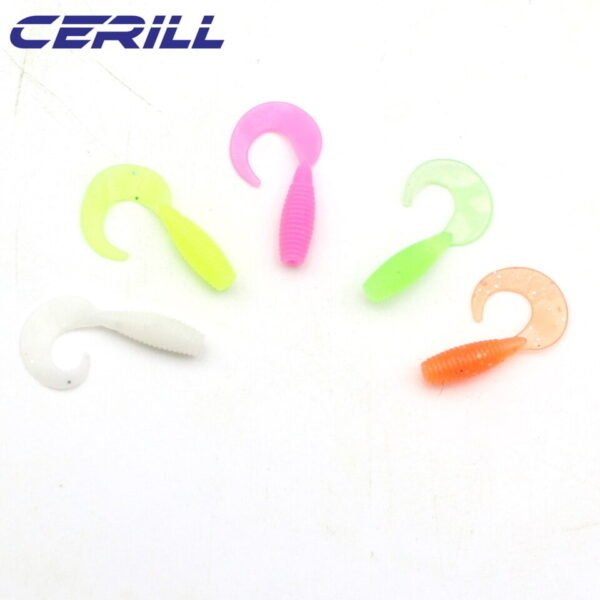 Cerill 150 pcs/kit 25mm Silicone Soft Fishing Lure Volume Tail Worm Bait Artificial Swimbait Jig Wobbler Bass Glow Shrimp Tackle - Image 2