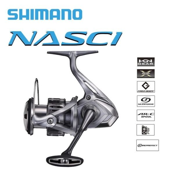 SHIMANO NASCI Spinning Fishing Reel 2500/3000 5+1BB Gear Ratio 5.0:1/6.2:1 Max Drag 4/9kg