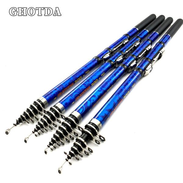 Portable High Carbon 3.0/2.7/2.4/2.1/1.8/1.5M Spinning Telescopic Fishing Rod