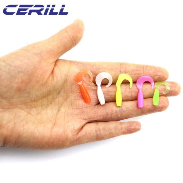 Cerill 150 pcs/kit 25mm Silicone Soft Fishing Lure Volume Tail Worm Bait Artificial Swimbait Jig Wobbler Bass Glow Shrimp Tackle - Image 5
