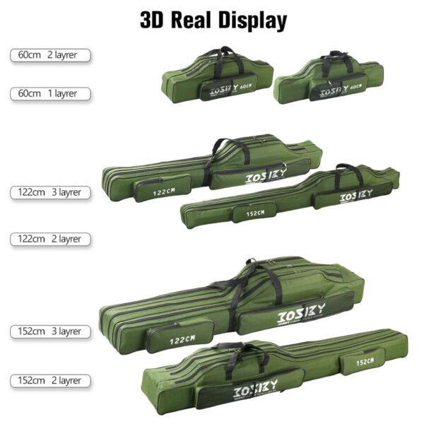 Portable Foldable Fishing Rod Carrier Fish Pole Tools Storage Bag Case - Image 2