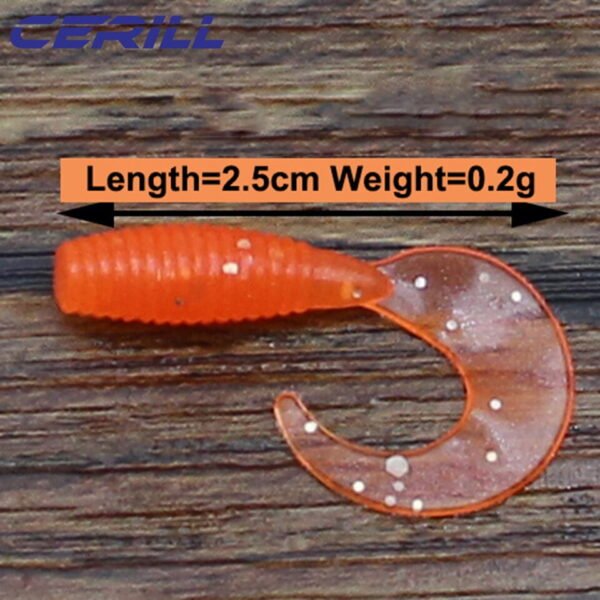 Cerill 150 pcs/kit 25mm Silicone Soft Fishing Lure Volume Tail Worm Bait Artificial Swimbait Jig Wobbler Bass Glow Shrimp Tackle - Image 4