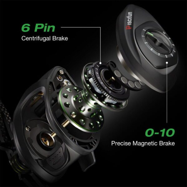 Piscifun Phantom Fishing Reel Carbon Fiber Ultralight 162g Dual Brake 7.7kg Max Drag 7.0:1 Gear Ratio Lake Baitcasting Reel - Image 4