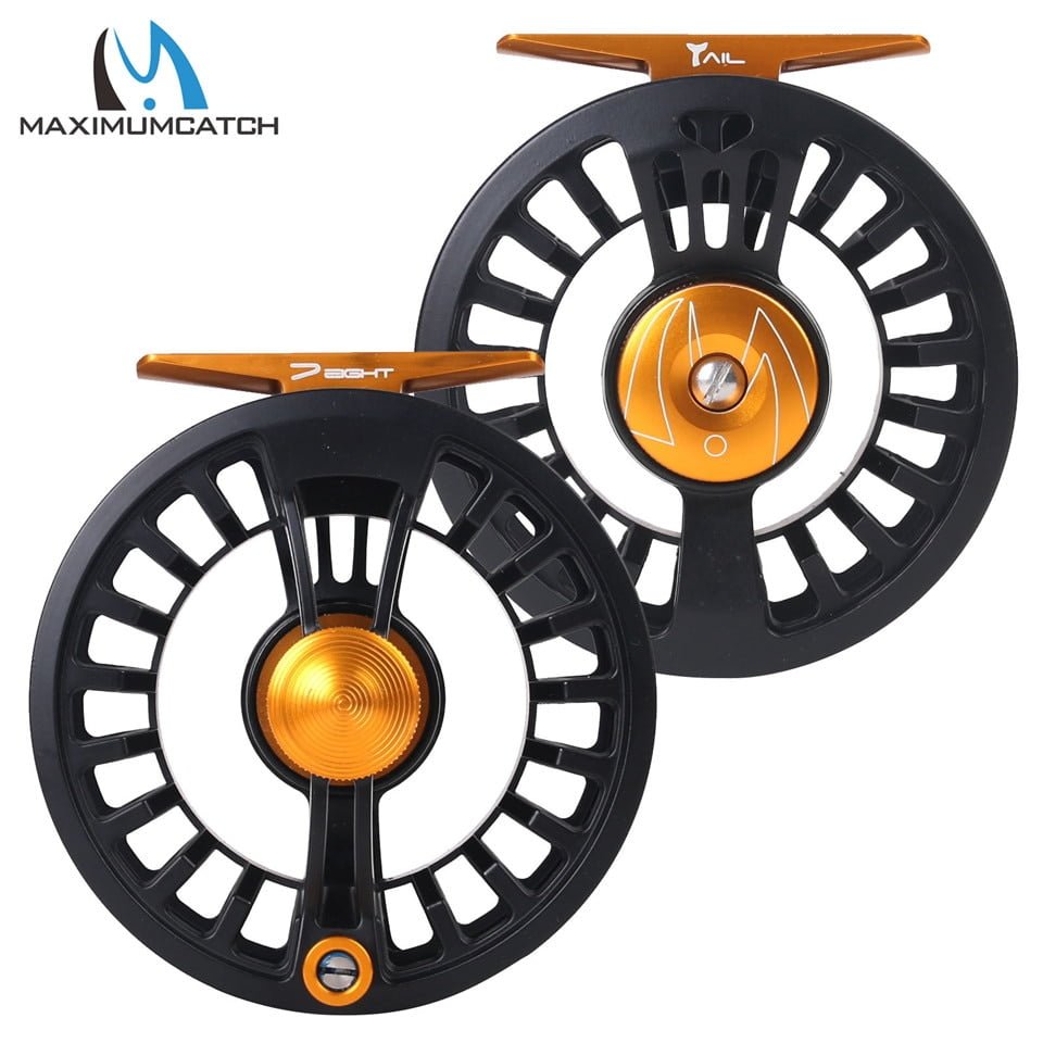 M Maximumcatch Maxcatch Eco Fly Reel Large Arbor with Aluminum Body (3/4wt 5/6wt 7/8wt) (Black Eco Reel, 3/4 Weight)