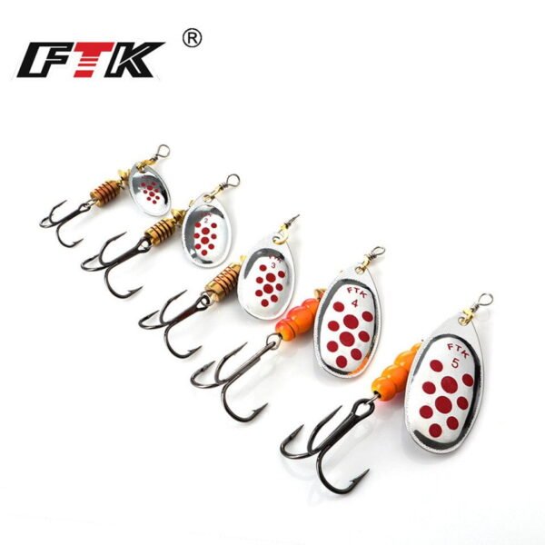 FTK Spinner Bait Hard Spoon Metal Fishing Lures With Treble Hooks