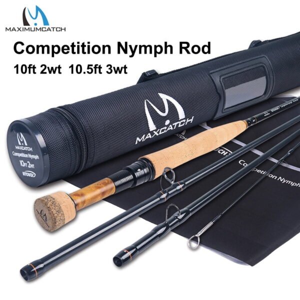 Maximumcatch 2/3WT Competition InTouch Nymph Fly Rod IM12/40T+46T Carbon Fiber 10/10.5FT Moderate Euro Nymphing Fly Fishing Rod