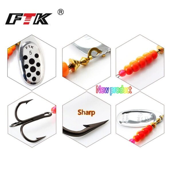 FTK Spinner Bait Hard Spoon Metal Fishing Lures With Treble Hooks - Image 10