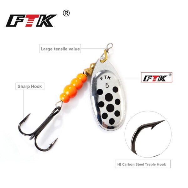 FTK Spinner Bait Hard Spoon Metal Fishing Lures With Treble Hooks - Image 14