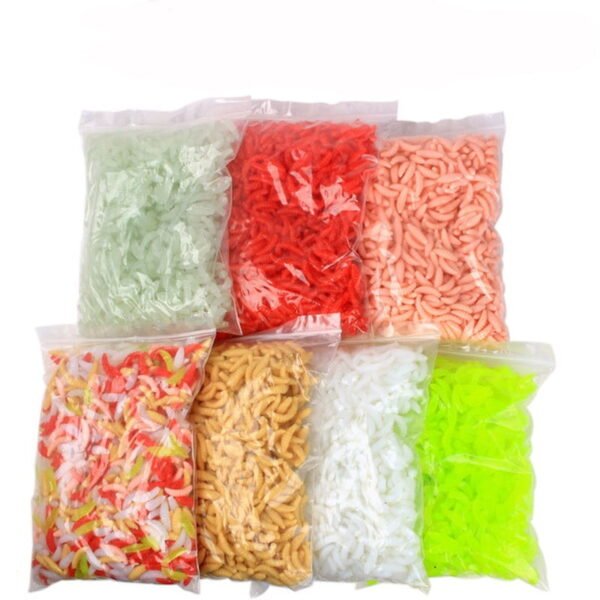 50pcs/bag fishing lure  2cm 0.3g Maggot Grub Soft Fishing Lure