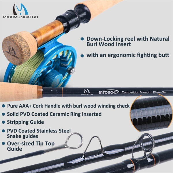 Maximumcatch 2/3WT Competition InTouch Nymph Fly Rod IM12/40T+46T Carbon Fiber 10/10.5FT Moderate Euro Nymphing Fly Fishing Rod - Image 4