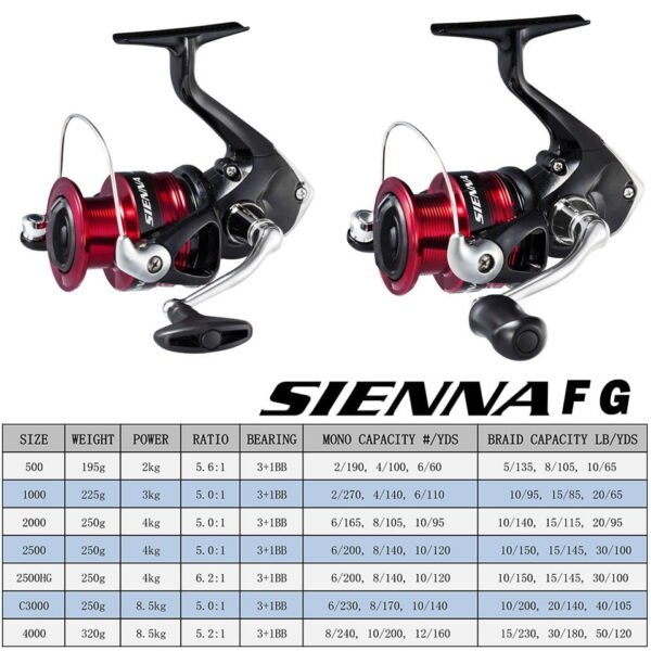 SHIMANO SIENNA Spinning Fishing Reel Seawater/Freshwater 1000FG/2500FG/4000FG Aluminum Spool spinning reel carretilha de pesca - Image 8