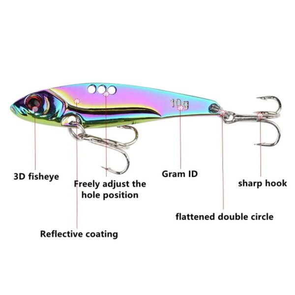 1 Pcs Metal  Colorful Vibration VIB Sequin Luya Artificial Bass Bait