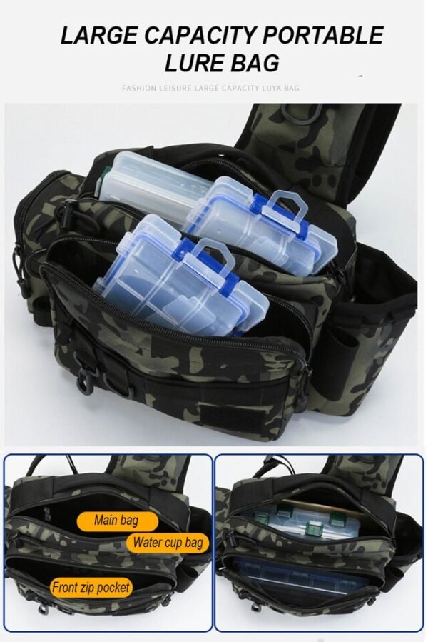 Fishing Tackle Bag Single Shoulder and Waist Crossbody Bag - Image 7