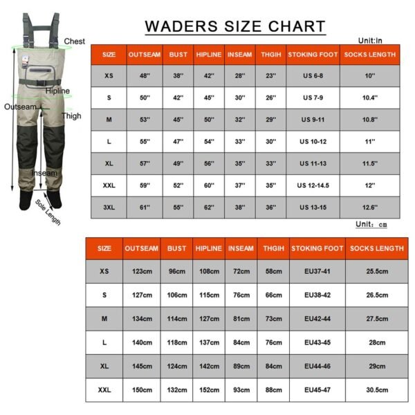 Fishing Waders Breathable Stocking Foot - Image 14