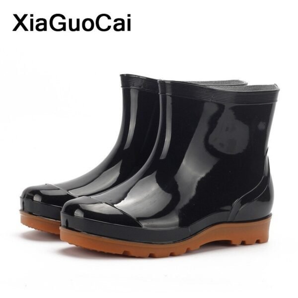 Black Men Rainboots Ankle Boots Waterproof