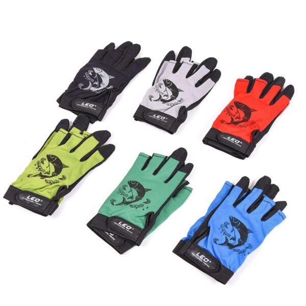 1 Pair 3 Cut Finger Anti-slip Fishing Gloves
