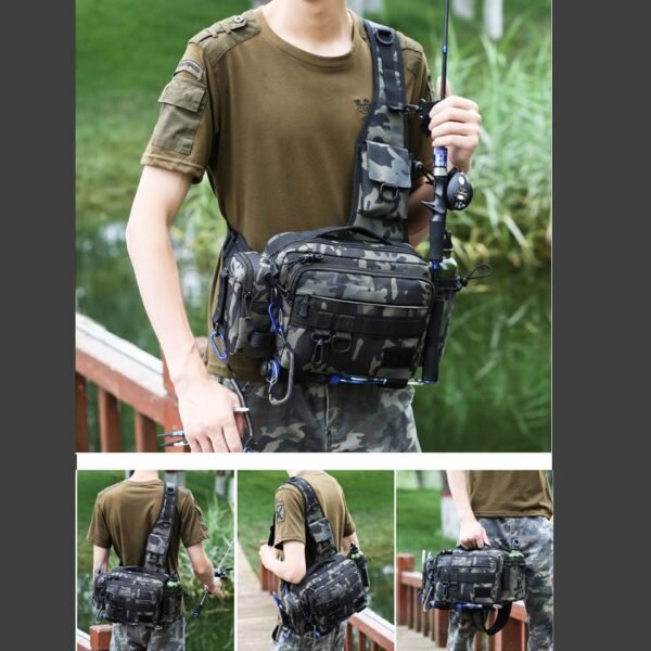 Fishing Tackle Bag Single Shoulder and Waist Crossbody Bag - Image 5
