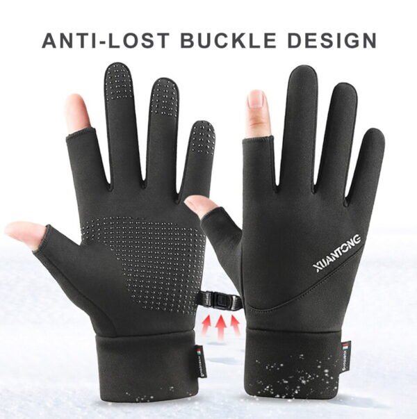 1 Pair Winter Windproof Warm Fishing Gloves Exposed Two-finger - Image 3