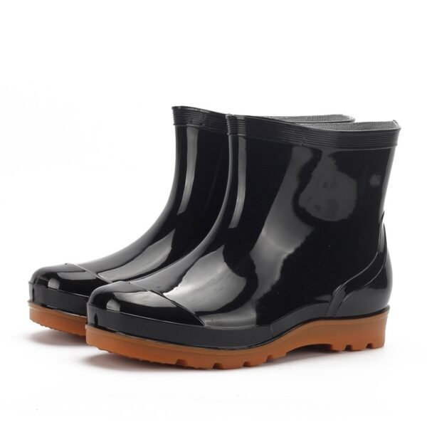 Black Men Rainboots Ankle Boots Waterproof - Image 4