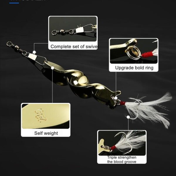 1PCS Silver Rotating Metal Spinner Spoon Fishing Lure Baits - Image 7