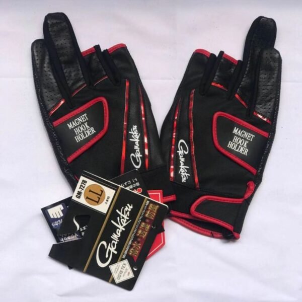 Gamakatsu Fishing Gloves Anti Slip 3 Finger Soft Leather - Image 6