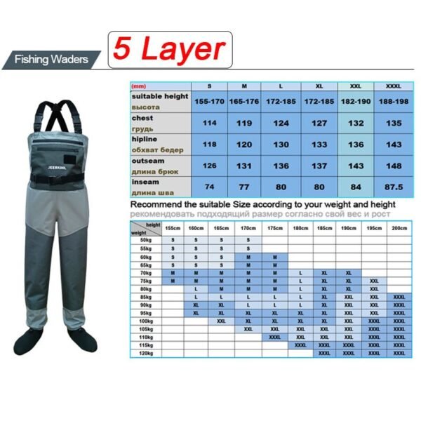 3/5 Layer Fishing Waders with Neoprene Boots - Image 12