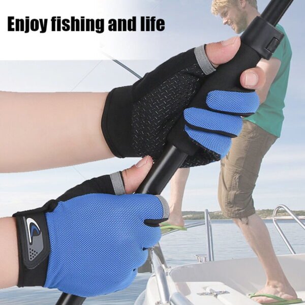 1 Pair Anti-Slip Breathable Fishing Gloves Two Finger Cut - Image 10