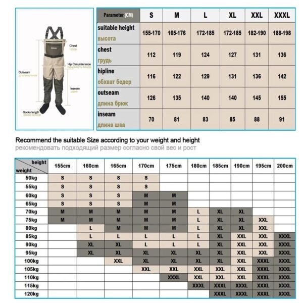 3/5 Layer Fishing Waders with Neoprene Boots - Image 8