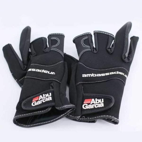 ABU Garcia Fishing Gloves Three Fingers Cut PU Leather - Image 6