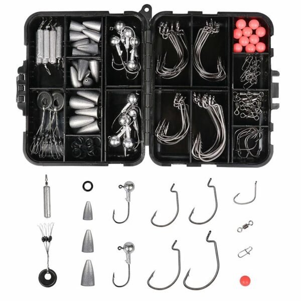 Fishing Tackle Box with fish Hooks Swivels Weights Jig Heads Sinker Fishing Accessories Set Freshwater - Image 8