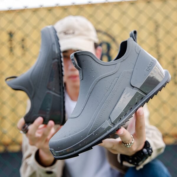 Men's Outdoor Non-slip Hiking Shoes Shaxi Fishing Rain Boots Black Work Shoes Durable Waterproof Rubber Fishing Shoes - Image 8