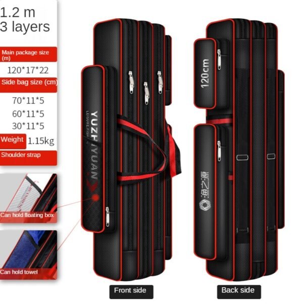 Waterproof Fishing Rod Storage Bag  2/3 Layer Thick Oxford Large Capacity - Image 11