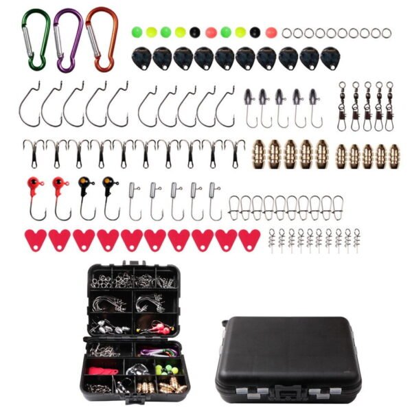 Fishing Tackle Box with fish Hooks Swivels Weights Jig Heads Sinker Fishing Accessories Set Freshwater - Image 11