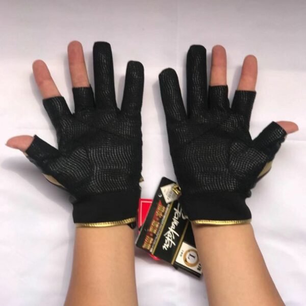 Gamakatsu Fishing Gloves Anti Slip 3 Finger Soft Leather - Image 8