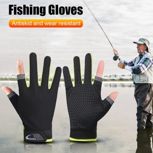 1 Pair Anti-Slip Breathable Fishing Gloves Two Finger Cut - Image 4