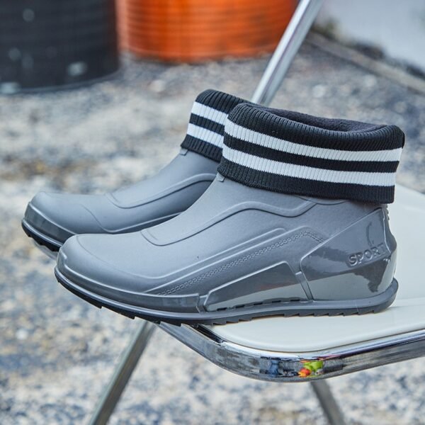 Men's Outdoor Non-slip Hiking Shoes Shaxi Fishing Rain Boots Black Work Shoes Durable Waterproof Rubber Fishing Shoes - Image 12