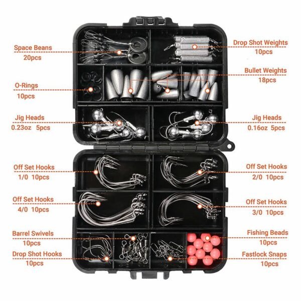 Fishing Tackle Box with fish Hooks Swivels Weights Jig Heads Sinker Fishing Accessories Set Freshwater - Image 10