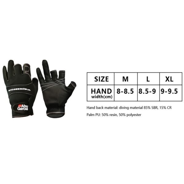 ABU Garcia Fishing Gloves Three Fingers Cut PU Leather - Image 5