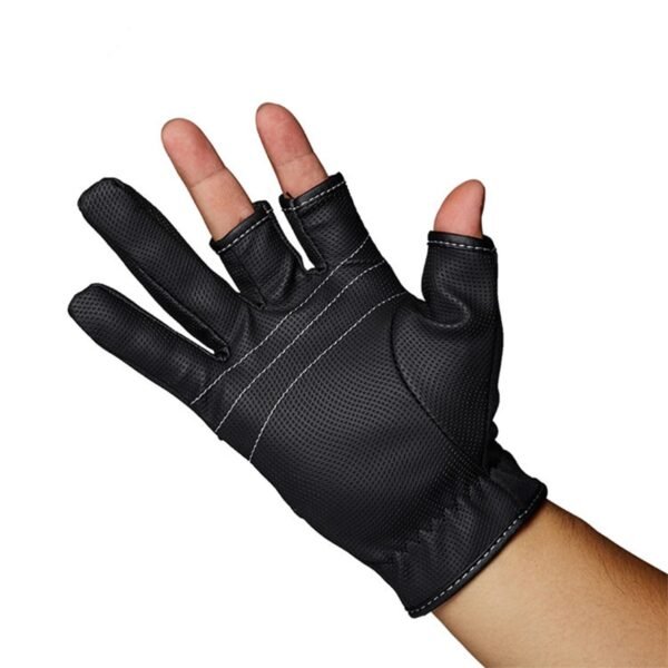 ABU Garcia Fishing Gloves Three Fingers Cut PU Leather - Image 4