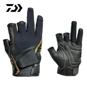 Daiwa Anti Slip Leather Fishing Gloves Finger Cut UV Protection