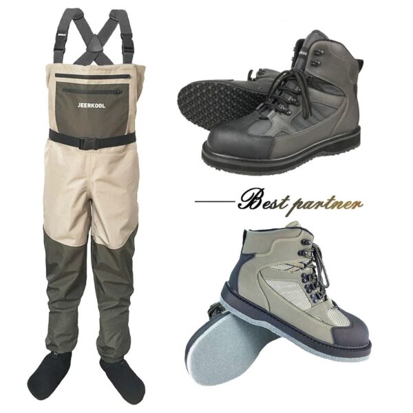 Fishing Suit Waterproof Waders with Rubber or Felt Sole Boots