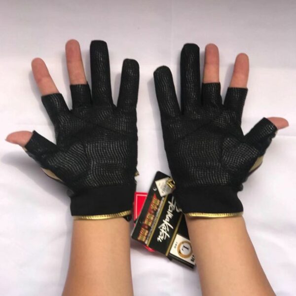 Gamakatsu Fishing Gloves Anti Slip 3 Finger Soft Leather - Image 8