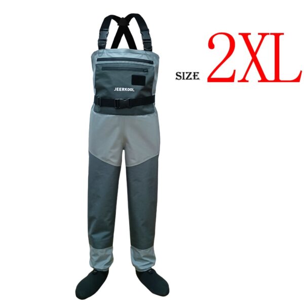 JEERKOOL Fly Fishing Waders Wading Pants Fishing Waders Pants Portable Chest Waterproof Overalls Boots Clothes Stocking Foot