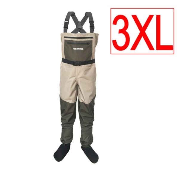 JEERKOOL Fly Fishing Waders Wading Pants Fishing Waders Pants Portable Chest Waterproof Overalls Boots Clothes Stocking Foot