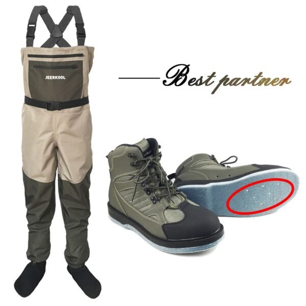 Kylebooker Army Green Fly Fishing Waders Aqua Shoes Felt Sole