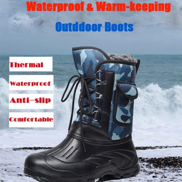 Men Winter Boots Warm Waterproof Sneakers Outdoor Activities Fishing Snow Work Boots Plus Plush Non-slip Men Shoes Fishing Boots - Image 9