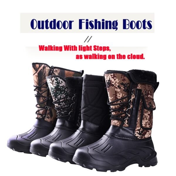Men Winter Boots Warm Waterproof Sneakers Outdoor Activities Fishing Snow Work Boots Plus Plush Non-slip Men Shoes Fishing Boots - Image 8
